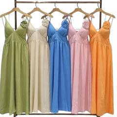 Vestido Longo Decote Flor - Ayla - comprar online