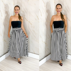 Saia Listras Preto com Branco - TRÈS CHIC BARRETOS
