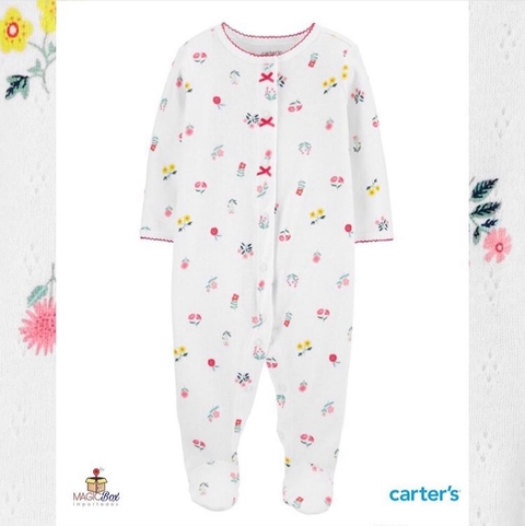 Macacão Carter’s algodão branco com florzinhas