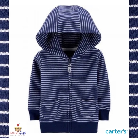 Casaco Carter’s listrado azul moletom terry