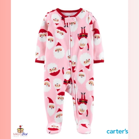 Macacão Carter’s fleece Papai noel rosa