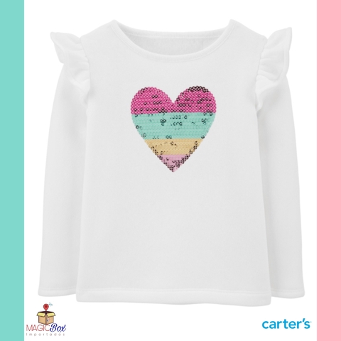 Blusa quentinha Carter’s coracao lantejoula