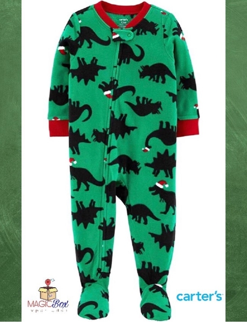 Macacão Carter’s fleece verde dinossauros