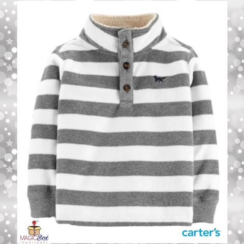 Casaco fleece Carter’s listrado cinza