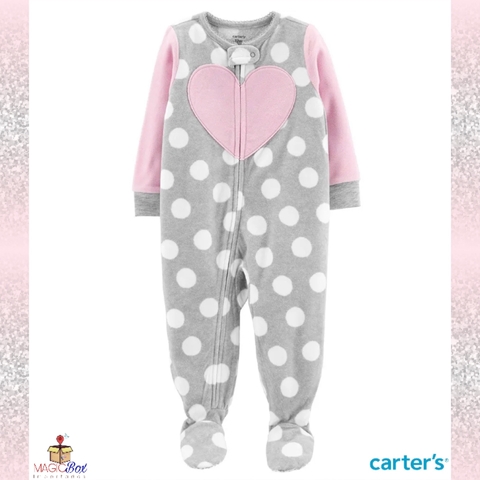 Macacão Carter’s em fleece cinza coração