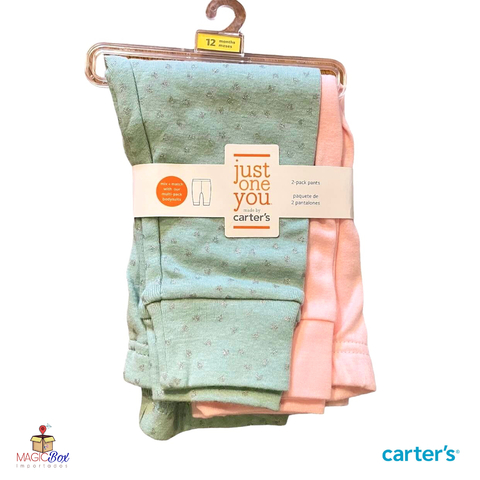 Kit com 2 calças Carter’s rosa e verde