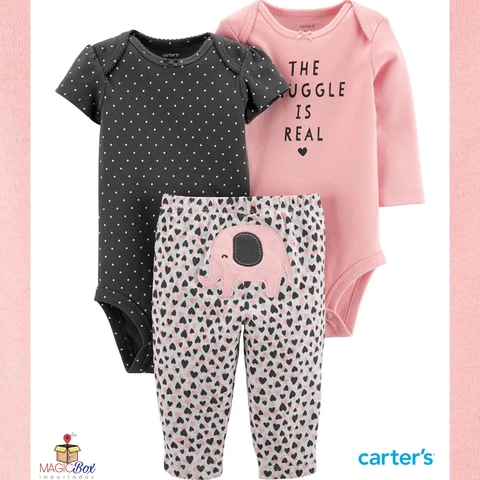 Trio Carter’s elefante rosa