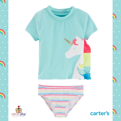 Conjunto camiseta e calcinha UV unicórnio