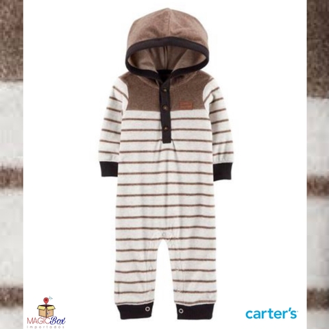 Macacão Carter’s em fleece capuz marrom