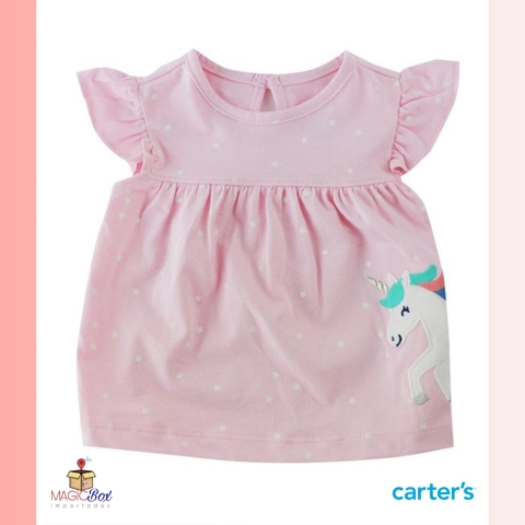 Blusa Carter’s de unicórnio rosa