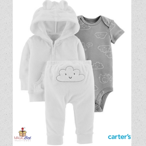 Trio Carter’s em plush nuvem branco
