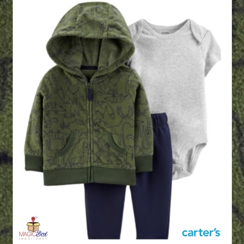 Trio Carter’s com casaco fleece verde