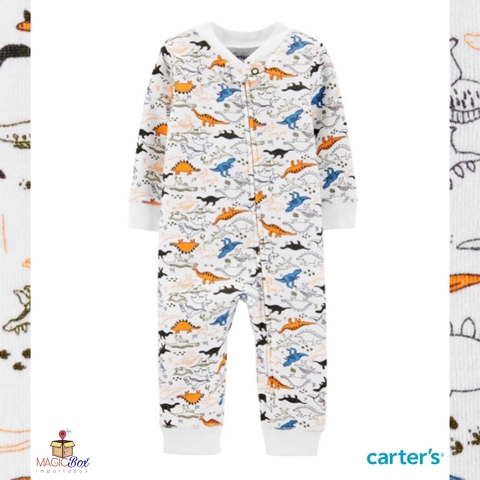Macacão Carter’s algodão branco dinossauro