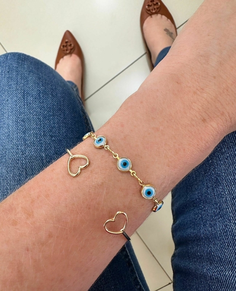 Pulseira Olho Grego Banhada a Ouro 18k