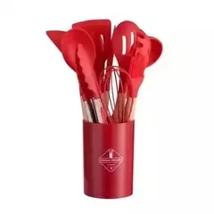 Conjunto de Silicone com Cabo de Madeira