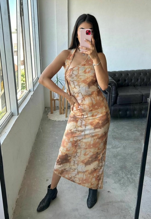 VESTIDO TUL estampado - tostado - comprar online