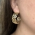 BRINCO ARGOLA, TELA VAZADA, BANHADO A OURO 18K