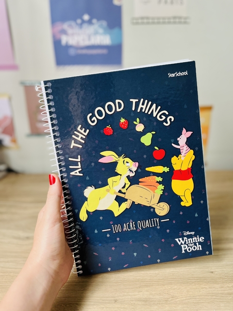 ￼Caderno espiral 1/4 Ursinho Pooh