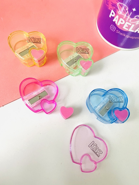 Apontador com depósito Coração com borracha