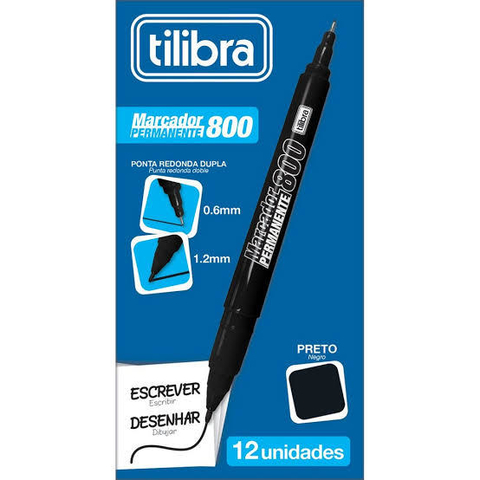 MARCADOR PERMANENTE 800 PONTA DUPLA PRETO - Unidade - comprar online