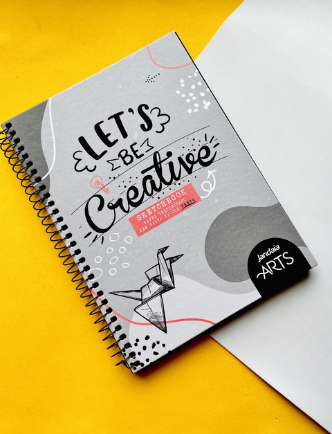 ￼Caderno colegial Folhas pretas / Sketchbook Be creative jandaia