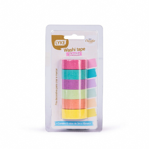 Fita Adesiva - Washi Tape Bls 6 unds (3mx15mm) - Pastel