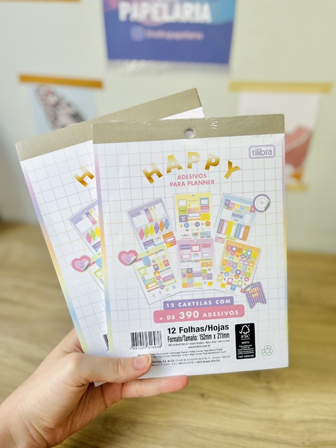 Bloco de Adesivos Decorados para Planners Happy 12 Folhas