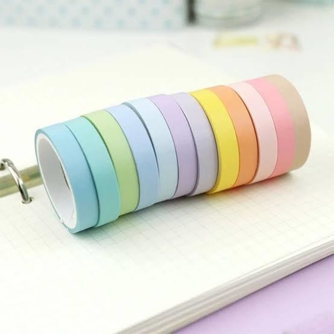 WASHI TAPE FINE FINA CANDY COLORS - 12 CORES