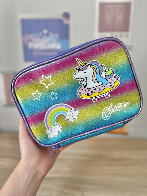 ESTOJO BOX ARCO-IRIS BRILHO UNICÓRNIO