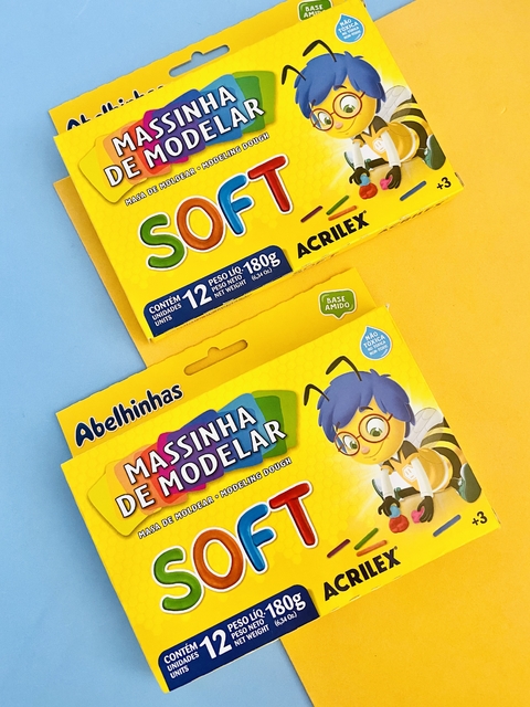 Massa Modelar Acrilex Soft Base de Amido com 12 Cores 180g