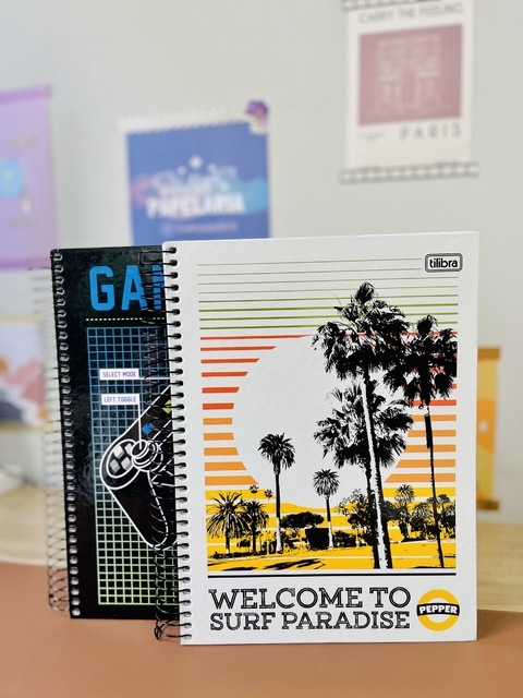 Caderno Espiral Capa Dura Universitário 12 Matérias Pepper Feminino 192 Folhas