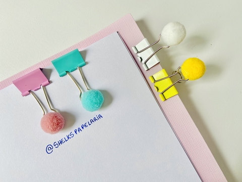 Binder Clip Pompom BRW 25mm - 4 unidades