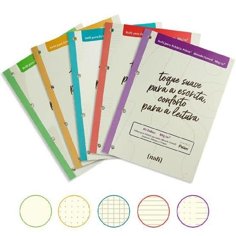 Bloco NALÍ Pólen p/ Fichário A4 80g/m2 c/ 80 Folhas Pautado ou quadriculado