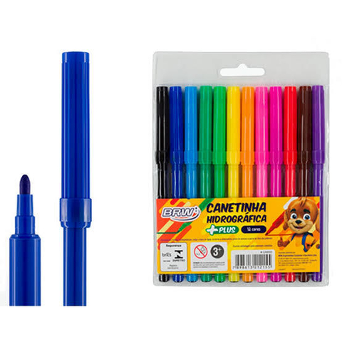 Canetinha Hidrocor 12 Cores Plus - BRW