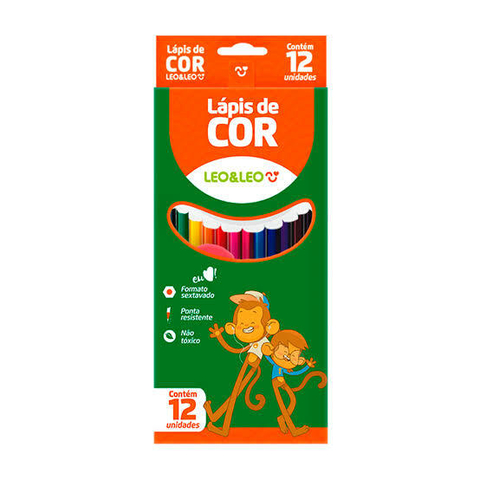 Lápis de Cor 12 Cores Sextavado Leonora Leo & Leo