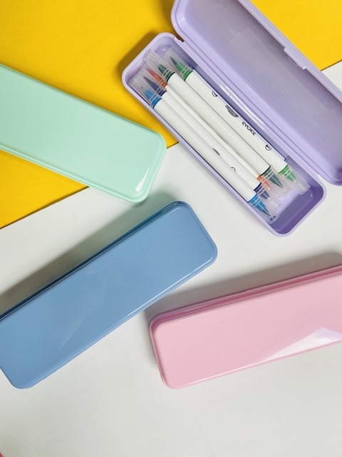 Estojo Plástico colorido tons pastéis waleu - comprar online