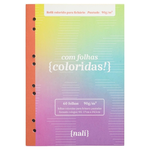 Bloco Nalí Para Fichário Colegial/B5 90g/M2 60 Folhas Colorido Degradê