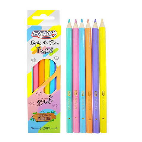 Lápis de cor tom pastel Brw 6 cores