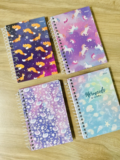 Caderneta 1/8 Dream - 80 folhas UNICÓRNIO, SEREIA, CISNE E RAPOSA