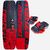 Tabla de kitesurf CRAZY FLY RAPTOR EXTREME 2024 en color negro y rojo, con fijaciones incluidas.