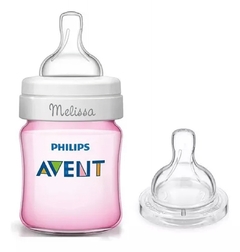 Mamadeira AVENT clássica ANTICÓLICA 125ML Personalizada - Rosa + Bico Extra