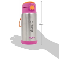 Garrafa térmica 400ml parede dupla Buba ROSA personalizada com nome na internet