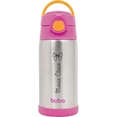 Garrafa térmica 400ml parede dupla Buba ROSA personalizada com nome
