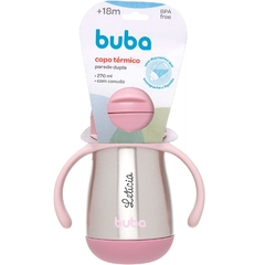 Copo Térmico 270ml com alça parede dupla ROSA da Buba Personalizado com nome na internet