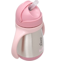 Copo Térmico 270ml com alça parede dupla ROSA da Buba Personalizado com nome - Lilla Ängel