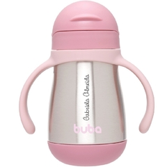 Copo Térmico 270ml com alça parede dupla ROSA da Buba Personalizado com nome