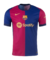 Camisa do FC Barcelona, metade azul e metade grená, com logo da Nike e estampa da Spotify.