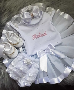 Bory personalizado e saia de tule ,com calcinha e sapatinho