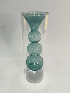 VASO EM VIDRO DUAS CAMADAS VERDE RXY2013