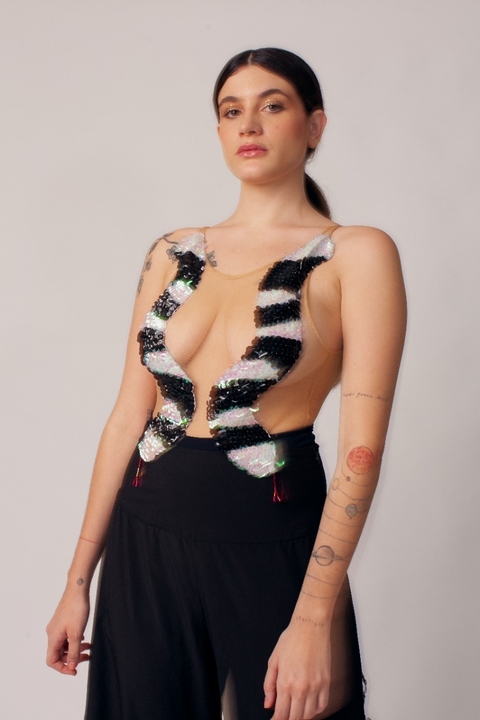 Body Transparência Boiúna Tule